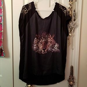 Cheetah silk screen top